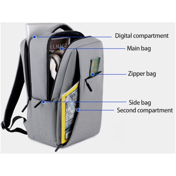 NCC-15-KLB012 Gembird Ranac poslovni Sivi za laptop 15,6inc 41x30x15cm USB konektor, 950g - EP3225442