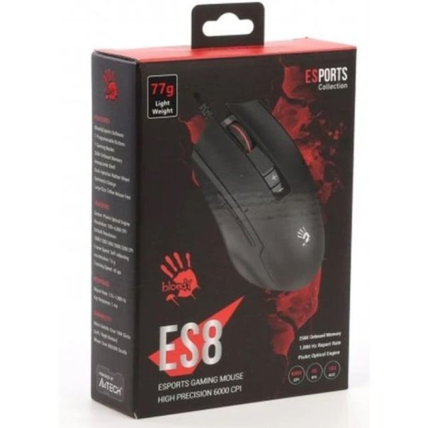 A4-ES8 A4Tech Bloody Gejmerski opt. mis, 1000Hz/1000-6000Dpi, Black USB 124mm - EP3244266