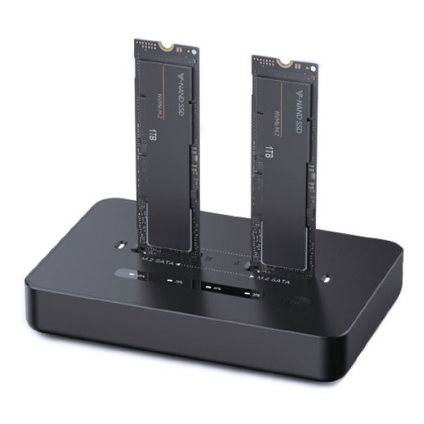 DD2-U3M2 Gembird Desktop doking stanica sa dva USB Type-C M.2 NVME (i SATA) SSD ureðaja, crna - EP3228863