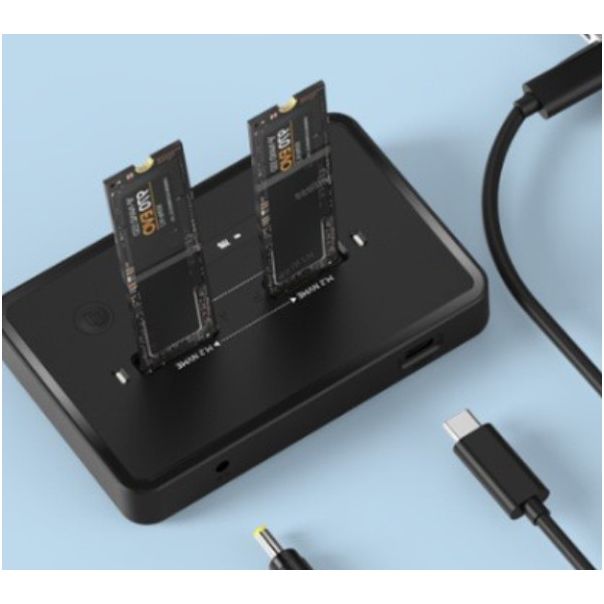 DD2-U3M2 Gembird Desktop doking stanica sa dva USB Type-C M.2 NVME (i SATA) SSD ureðaja, crna - EP3228863