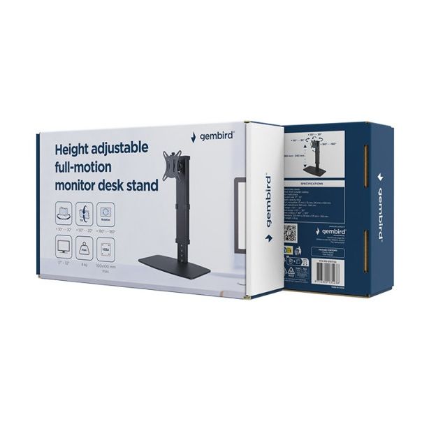 MS-D1ST-02 Gembird Postolje za sto za monitor sa podesivom visinom i potpunim pokretom,max.32inc 8KG - EP3273720