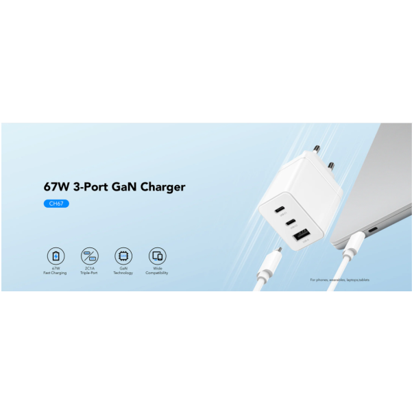 Cudy CH67_EU Brzi punjac za telefone i tablete 2xUSB-C/1XUSB-A, 67W - EP3228964