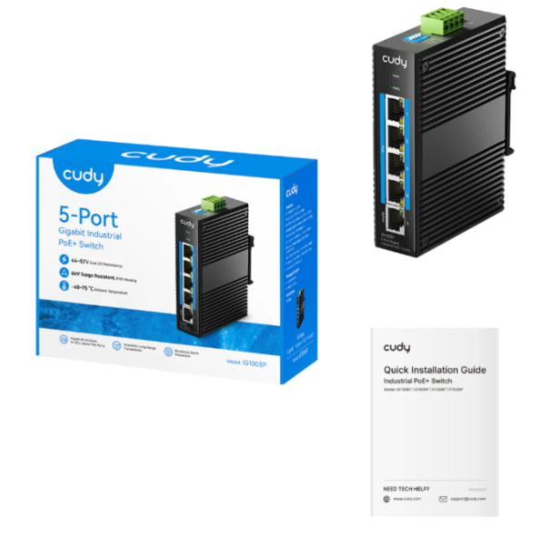 Cudy IG1005P 5-Port Gigabit Industrial PoE+ Switch 10/100/1000Mbps - EP3228976