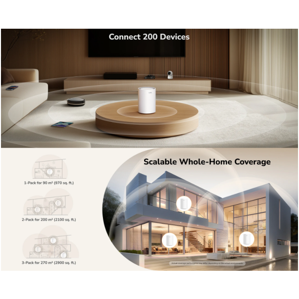 Cudy M3600(1-Pack), BE3600 Gigabit Mesh Wi-Fi 7 System, 2882 Mbps + 688 Mbps IPv6 - EP3269340