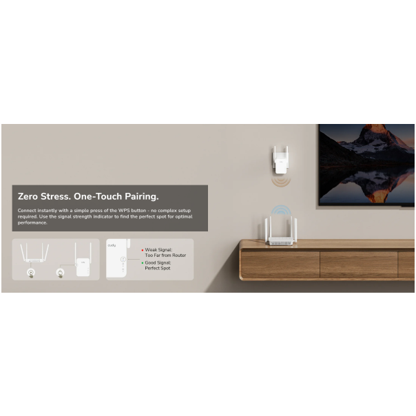 Cudy RE300, N300 Mesh Wi-Fi Range Extender,2.4 GHz Wi-Fi Speed, 300 Mbps - EP3227110
