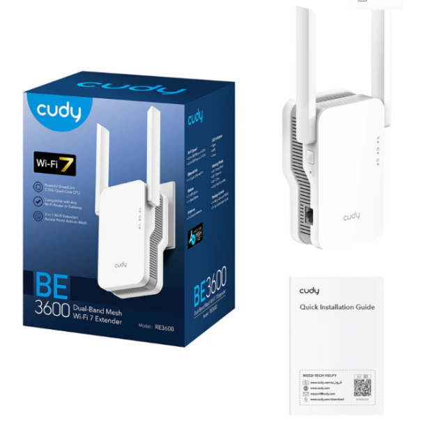 Cudy RE3600, BE3600 Mesh Wi-Fi 7 Range Extender,2882 Mbps + 688 Mbps Wi-Fi - EP3228985