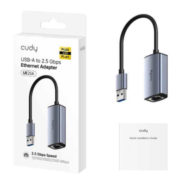 Cudy UE25A, USB-A adapter za Ethernet od 2.5 Gbps , 10/100/1000/2500 Mbps - EP3227119