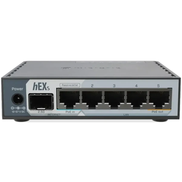MikroTik Ruter E60iUGS hEX S, 5 x GB LAN/1 x WAN/2.5GbE SFP + USB3. - EP3247530