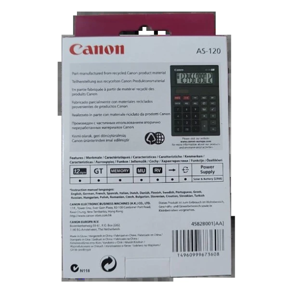 CANON kalkulator AS-120, solar+baterija - EP3229188