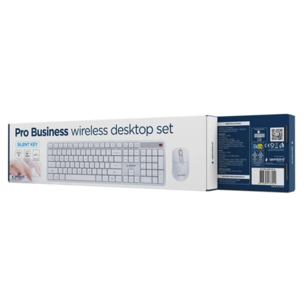 KBS-WMS-01-W Gembird Silent Key Pro Business bežièni desktop set, bela, US raspored - EP3229306