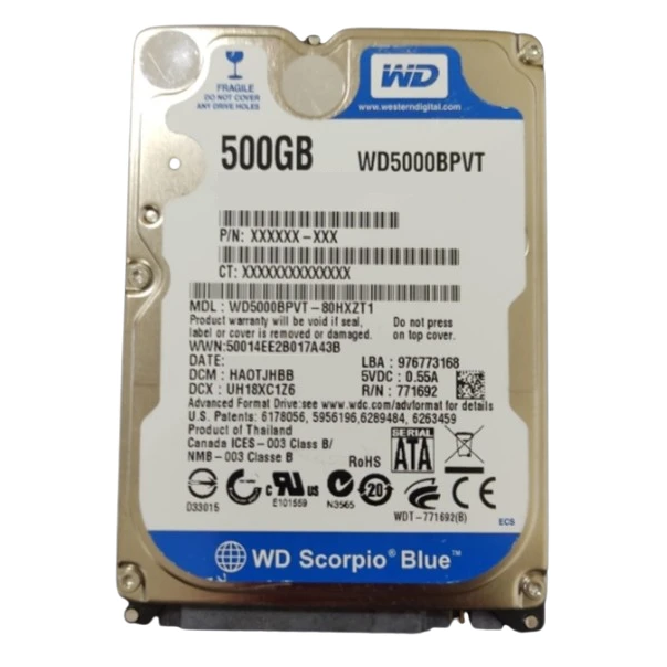 HDD 2.5 * 500GB WD5000BPVT  BLUE scorpio 5400rpm 8mb SATA  9.5mm - EP3228107