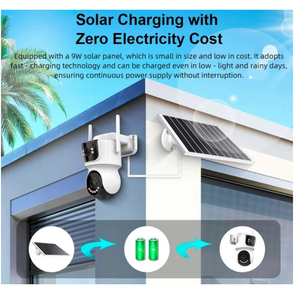 CAM-IP4MP-TQ9-AOV-WiFi GMB kamera 4MP(2mp+2mp) H.265 Solar Camera, ICSEE App, 3.6mm, IP66 - EP3228305