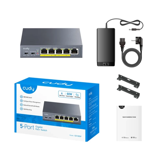 CUDY GS1005P 2.0 Switch Gigabit RJ45 PoE portovi 30 W IEEE 802.3at/af - EP3224883