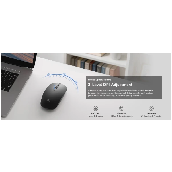 Cudy MS9923 Bezicni mis tihi 2,4GHz, opticki USB 800-1600Dpi Grey, 113mm - EP3227014