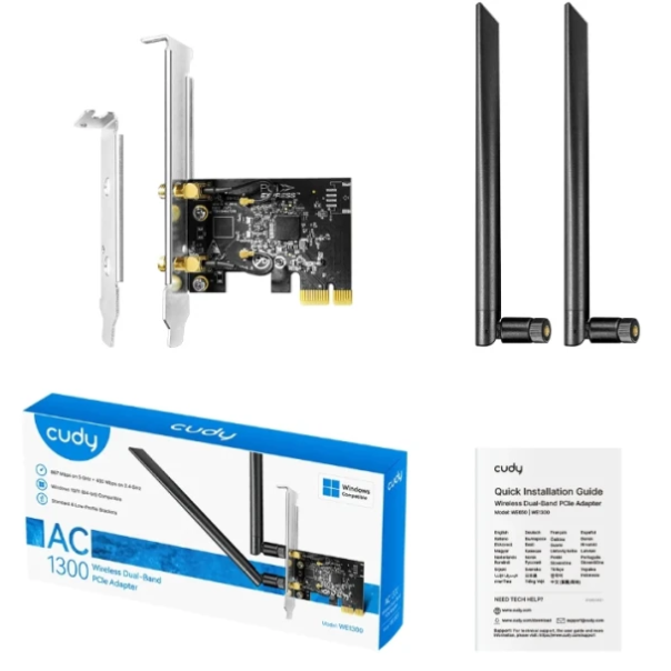 Cudy WE1300,AC1300 bežièni dvopojasni Wi-Fi 5, PCI-E adapter,V1.0, 867 Mbps + 400 Mbps - EP3227020