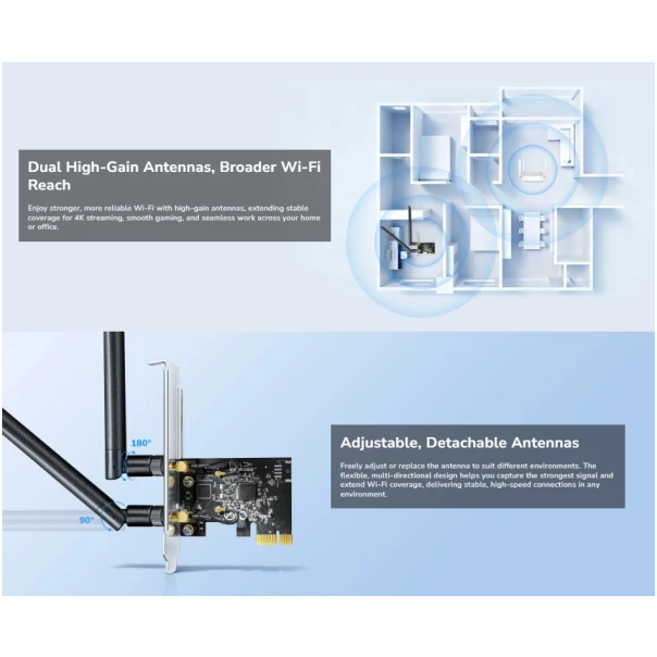 Cudy WE1300,AC1300 bežièni dvopojasni Wi-Fi 5, PCI-E adapter,V1.0, 867 Mbps + 400 Mbps - EP3227020