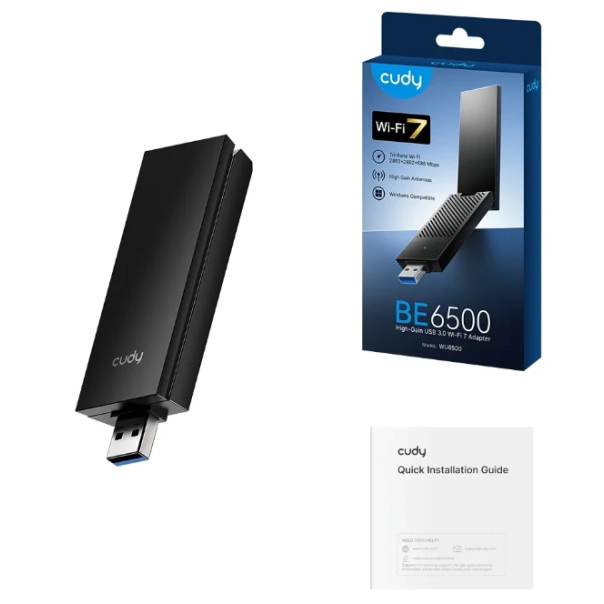 Cudy WU6500,BE6500 Wi-Fi 7 USB 3.0 adapter sa visokim pojaèanjem, V1.0, 2.8 Gbps+2.8 Gbps+688 Mbps - EP3227023