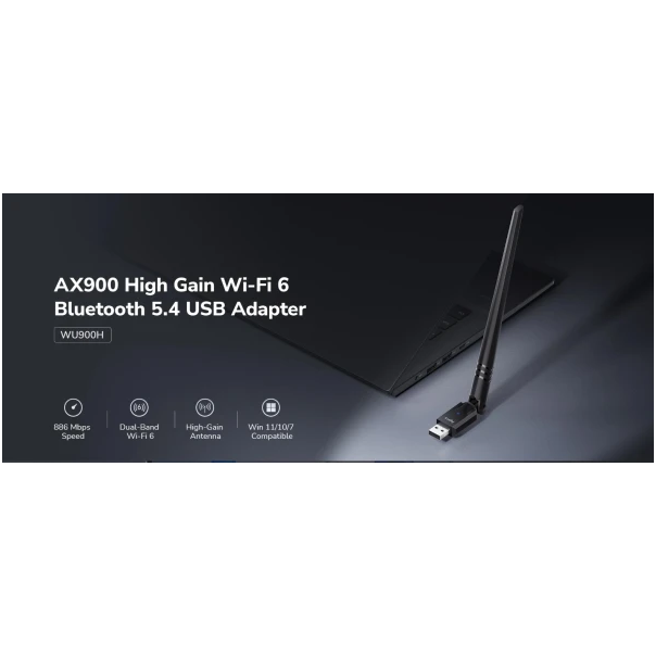 Cudy WU900H,AX900 Wi-Fi 6 Bluetooth 5.4 USB adapter sa visokim pojaèanjem,V1.0, 600 Mbps + 286 Mbp - EP3227026