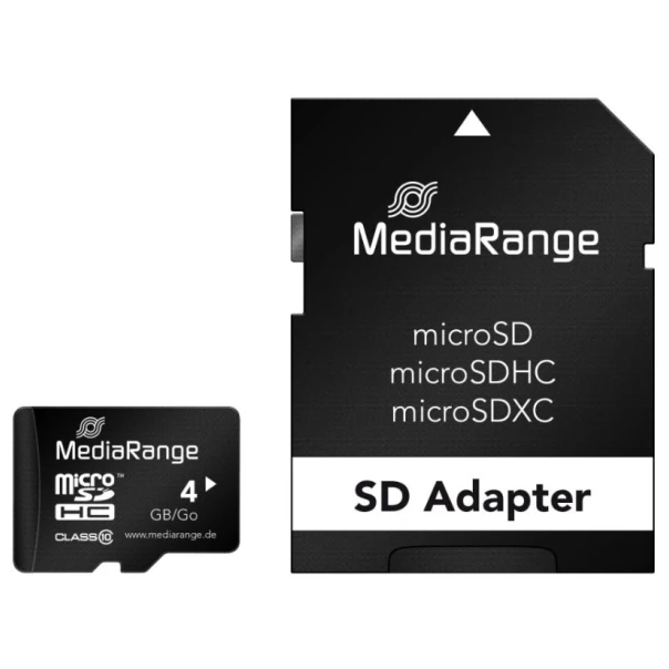 MEDIARANGE GERMANY MEMORIJSKE KARTICE 4GB MICRO SDHC+ADAP C10/MR956 - EP3246387