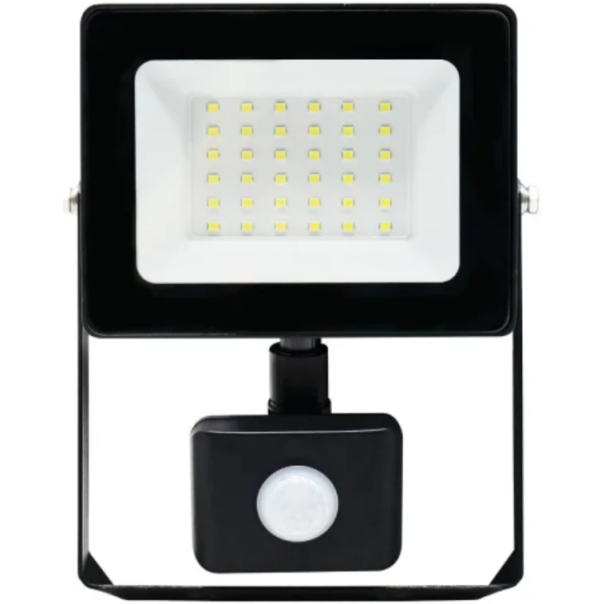 PROSTO LED reflektor sa PIR senzorom 30W 6500K,2500lm,metal,crna - EP3224916