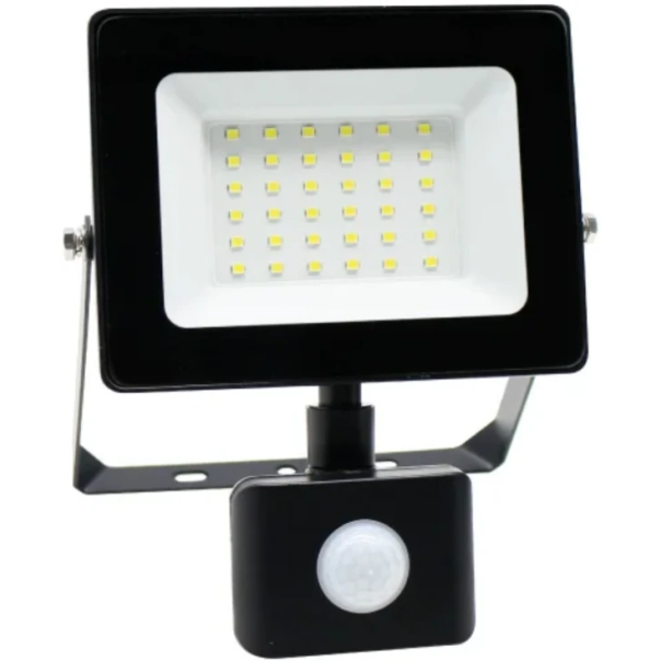 PROSTO LED reflektor sa PIR senzorom 30W 6500K,2500lm,metal,crna - EP3224916