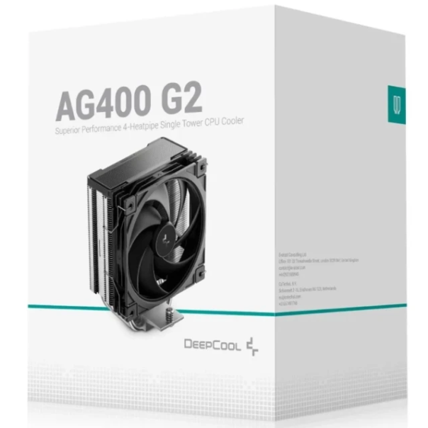 DeepCool AG400 G2,4-Heatpipe CPU Kuler,12 VDC,120×120×25 mm,2200 RPM,LGA1851/1700,AM5/AM4 - EP3227851