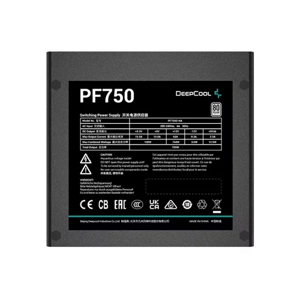 DeepCool PF750X,napajanje 80PLUS 750W,24 (20+4)Pin x1,EPS 8 (4+4)Pin x2,PCI-E (6+2)Pin x2,120mm - EP3228690