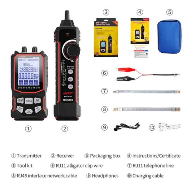 NOYAFA NF-918S Mrezni tester, tragac kablova, opticki merac snage i VFL lokator gresaka - EP3230832