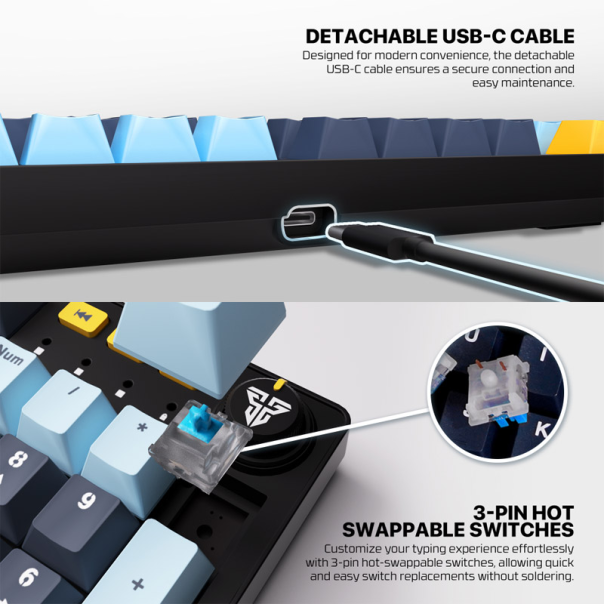 Tastatura mehanička Gaming Fantech MK893S RGB Atom 107S MIZU Blue (Blue Swich) - EP2849934