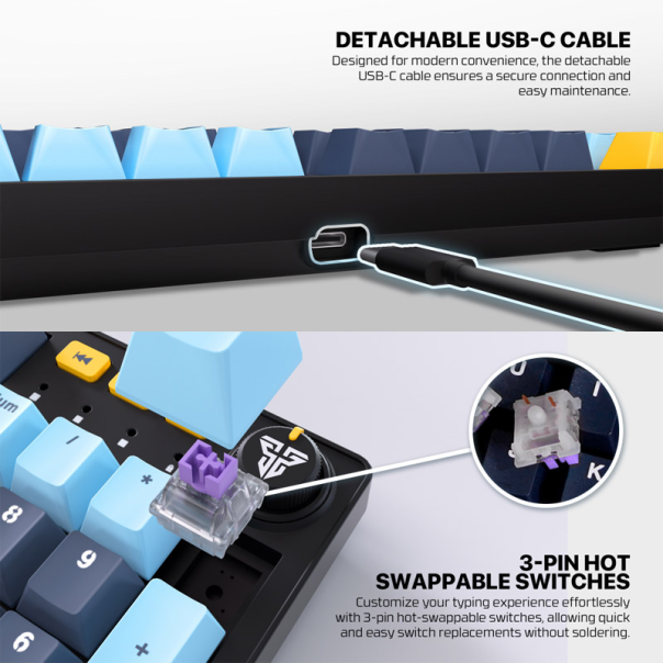 Tastatura mehanička Gaming Fantech MK893S RGB Atom 107S MIZU Blue (Rosie Swich) - EP2849988