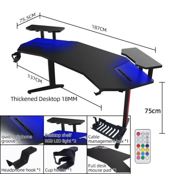 Gaming sto Nanobit NB505 187cm crni - 616884