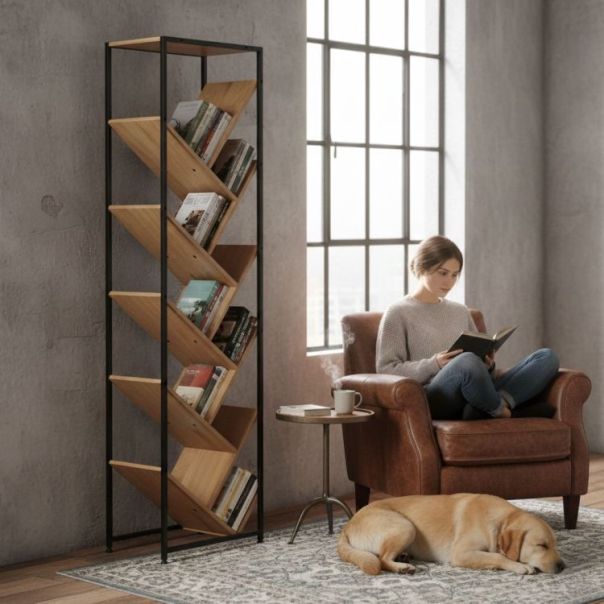 MODERNHOME Geometrijska polica za knjige, loft stil – - EP3003313