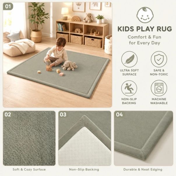 Dečiji tepih sa memorijskom penom KINDER HOME LOLA, 150x200 cm, debljina 3,5 cm,  vodoodbojni - EP3235169