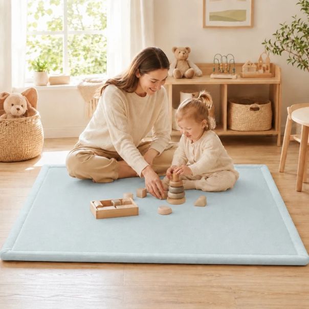 Dečiji tepih sa memorijskim efektom KINDER HOME LOLA, 150x200 cm, debljina 3,5 cm,vodootporni ,plava - EP3235174