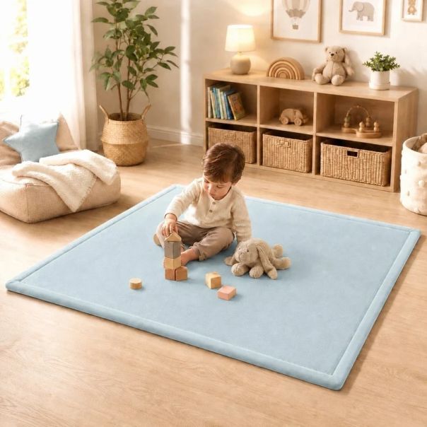 Dečiji tepih sa memorijskim efektom KINDER HOME LOLA, 150x200 cm, debljina 3,5 cm,vodootporni ,plava - EP3235174