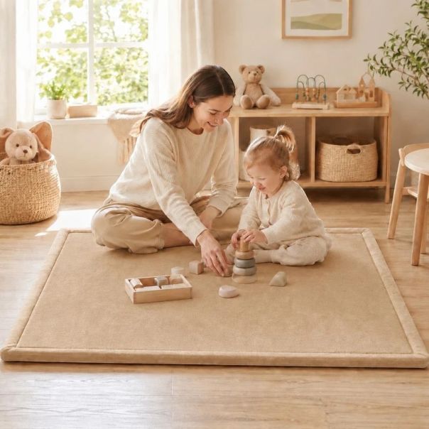 Dečiji tepih sa memorijskom penom KINDER HOME LOLA, 150x200 cm, debljina 3,5 cm, vodootporni , bež - EP3235176