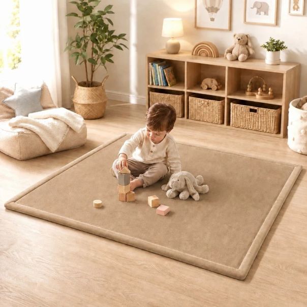 Dečiji tepih sa memorijskom penom KINDER HOME LOLA, 150x200 cm, debljina 3,5 cm, vodootporni , bež - EP3235176