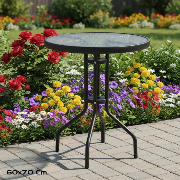 Baštenski stakleni sto okrugli 5mm, 60 x 70 cm - GI8445393552743