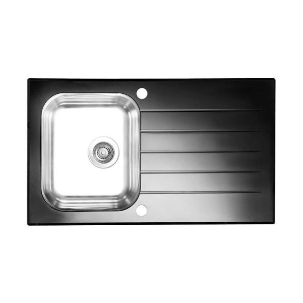 ALVEUS Sudopera od kaljenog stakla Glassix 10 crna fi 90 - 1099450