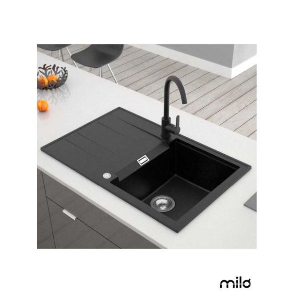 Milo Granitna sudopera Avangard 58x46cm Lava stone ø90 - AVA.L.1KKO