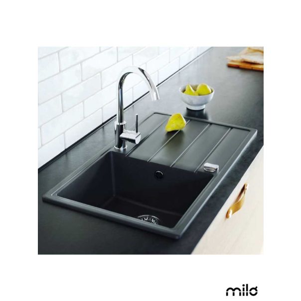 Milo Granitna sudopera Metro 76x44cm Lava stone ø90 - MET.L.1KDO