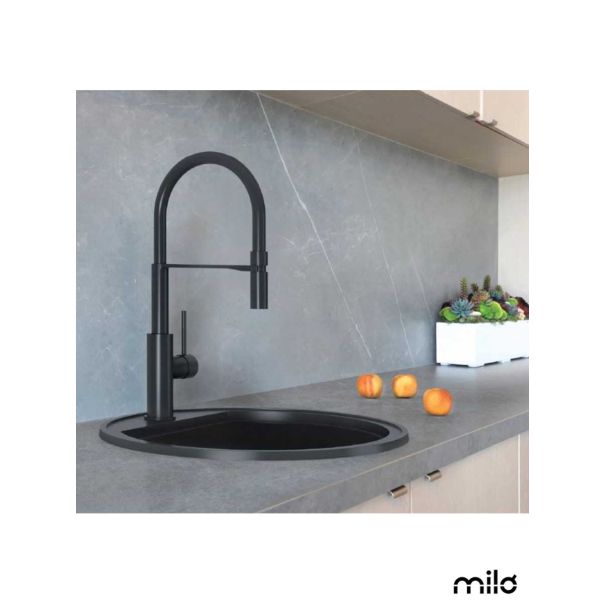 Milo Granitna sudopera Essence Ø51cm Lava stone sifon ø90 - ESS.L.1KBO