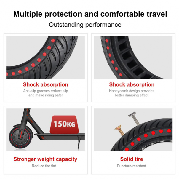 Guma za električni trotinet Xiaomi M365/1s/essential/Pro1/Pro2/mi3 N11-0-1 V1 crno crvena 8.5*2 inch - 205190