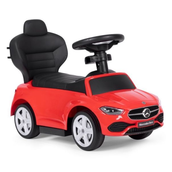 ECO TOYS Guralica sa interaktivnim volanom i ručkom Mercedes C class, crvena - 668 RED