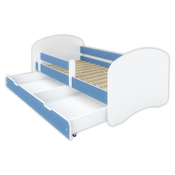 Krevet Sa Fiokom I Dušekom160X80 Happy Plavo-Beli - 77113