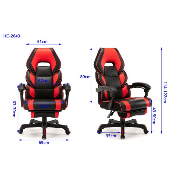 ePlayGame Gejmerska stolica HC-2643 crna crvena - HC-2643