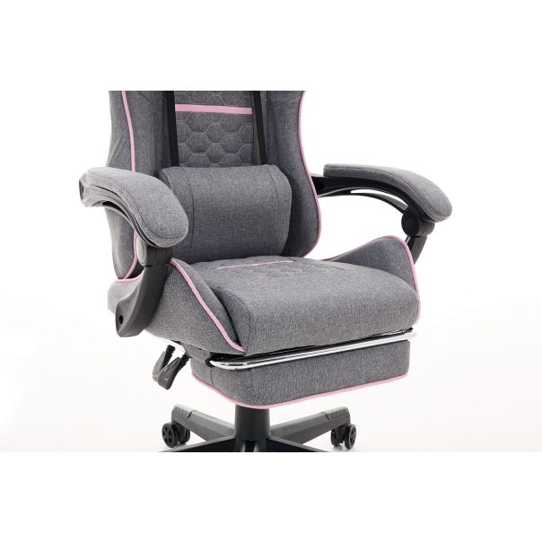 ePlayGame Gejmerska stolica HC-4095 FABRIC PG sivo roza štof - HC-4095 FABRIC PG
