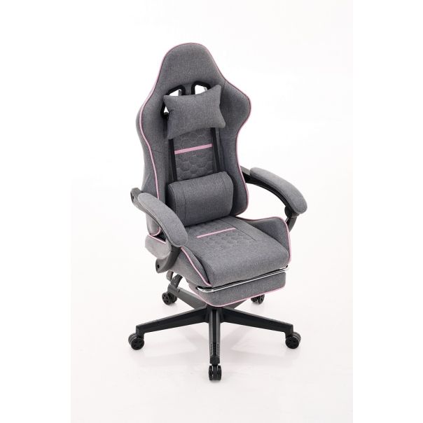 ePlayGame Gejmerska stolica HC-4095 FABRIC PG sivo roza štof - HC-4095 FABRIC PG