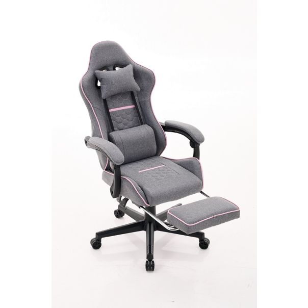 ePlayGame Gejmerska stolica HC-4095 FABRIC PG sivo roza štof - HC-4095 FABRIC PG