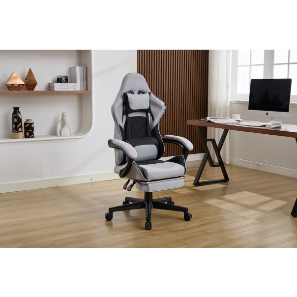 ePlayGame Gejmerska stolica HC-4095 FABRIC BG siva crna štof - HC-4095 FABRIC BG